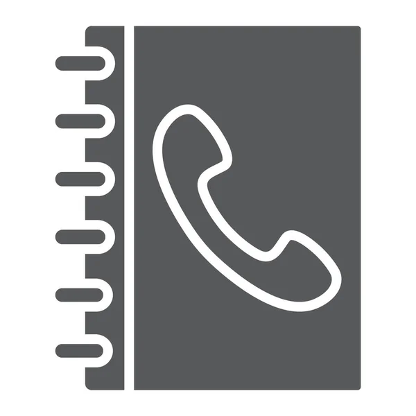 Telefonbuch-Glyphen-Symbol, Kontakt und Telefon, Adressbuchschild, Vektorgrafik, ein durchgehendes Muster auf weißem Hintergrund, Folge 10. — Stockvektor