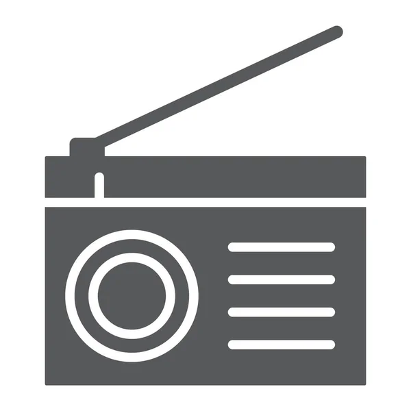 Icono de glifo de radio, fm y sonido, signo de comunicación, gráficos vectoriales, un patrón sólido sobre un fondo blanco, eps 10 . — Vector de stock