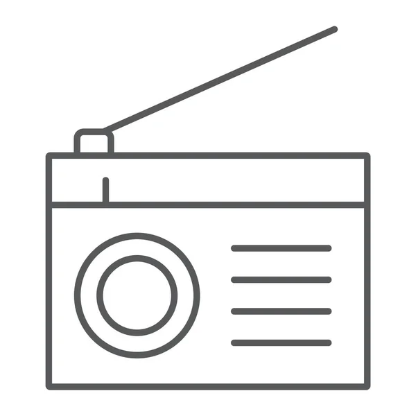 Icono de línea delgada de radio, fm y sonido, signo de comunicación, gráficos vectoriales, un patrón lineal sobre un fondo blanco, eps 10 . — Vector de stock