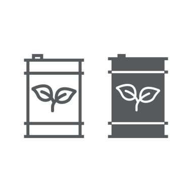 Eko yakıt hattı ve glif simgesi, ekoloji ve enerji, yeşil gaz işareti, vektör grafikleri, Doğrusal model beyaz bir arka planda eps 10.