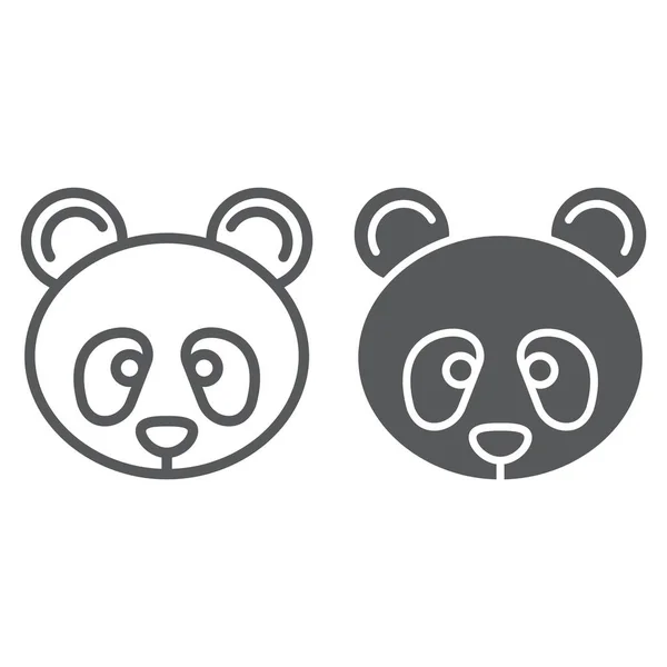 Línea de panda y glifo icono, zoológico y animal, signo de fauna, gráficos vectoriales, un patrón lineal sobre un fondo blanco, eps 10 . — Vector de stock