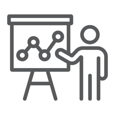 Sunu satırı simgesi, eğitim ve seminer, öğretmen işareti, vektör grafikleri, Doğrusal model beyaz bir arka planda eps 10.