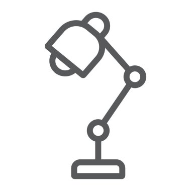 Masa lambası satırı simgesi, ofis ve iş, lamba işareti, vektör grafikleri, Doğrusal model beyaz bir arka planda eps 10.