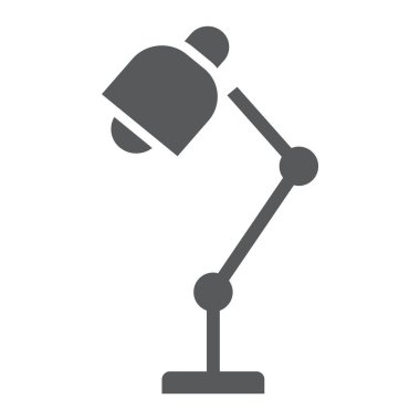 Masa lambası glif simgesi, ofis ve iş, lamba işareti, vektör grafikleri, beyaz bir arka planda eps 10 katı bir desen.