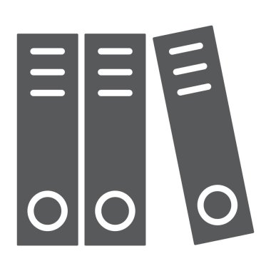 Telli glif simgesi, ofis ve iş, dosya klasörü işaret, vektör grafikleri, beyaz bir arka planda eps 10 katı bir desen.