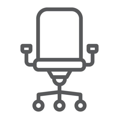 Ofis sandalye satırı simgesi, ofis ve iş, sandalye işareti, vektör grafikleri, Doğrusal model beyaz bir arka planda eps 10.