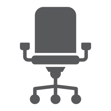 Ofis sandalye glif simgesi, ofis ve iş, sandalye işareti, vektör grafikleri, beyaz bir arka planda eps 10 katı bir desen.