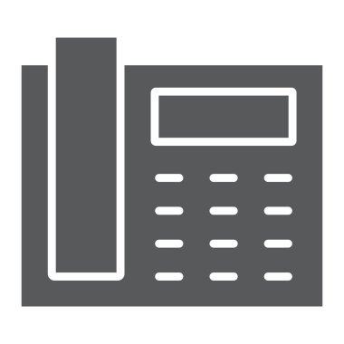 Ofis telefon glif simgesi, office ve iletişim, telefon işareti, vektör grafikleri, beyaz bir arka planda eps 10 katı bir desen.