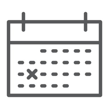 Takvim satırı simgesi, ofis ve iş, liste işareti, vektör grafikleri, Doğrusal model beyaz bir arka planda eps 10.