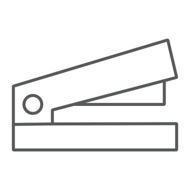 Zımbala ince çizgi simgesi, ofis ve iş, zımba işareti, vektör grafikleri, Doğrusal model beyaz bir arka planda eps 10.