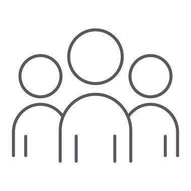 Takım ince çizgi simgesi, iş ve iş, grup işareti, vektör grafikleri, Doğrusal model beyaz bir arka planda eps 10.