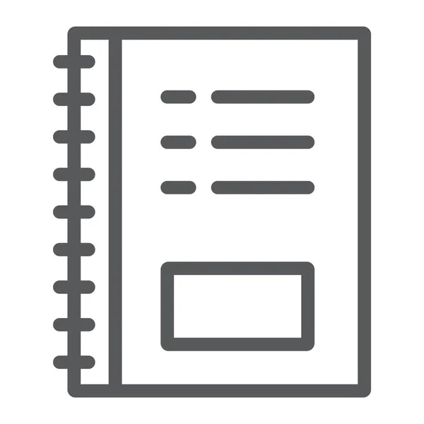 Icono de línea de cuaderno, oficina y escuela, signo de nota, gráficos vectoriales, un patrón lineal sobre un fondo blanco, eps 10 . — Vector de stock