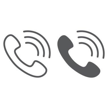 Satır ve karakter simgesi, telefon ve iletişim, yüzük işareti, vektör grafikleri, Doğrusal model beyaz bir arka plan üzerinde eps 10 ara.