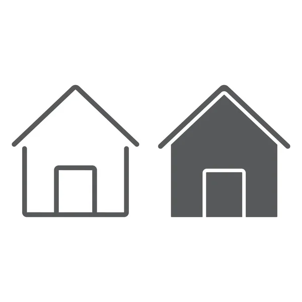 Ligne d'accueil et icône de glyphe, maison et bâtiment, panneau à boutons, graphiques vectoriels, un motif linéaire sur un fond blanc, eps 10 . — Image vectorielle