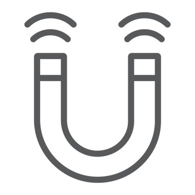 Mıknatıs satırı simgesi, araçları ve vektör grafikleri, beyaz bir arka planda eps 10 doğrusal bir desen tasarımı, manyetik işareti,.