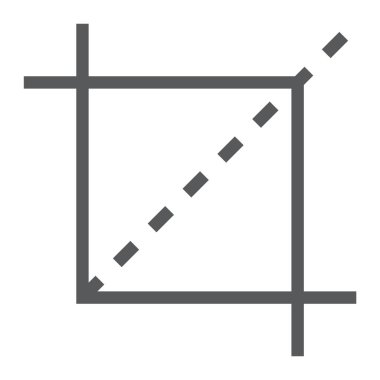 Kırpma aracı satırı simgesi, araçları ve tasarım, kesme işareti, vektör grafikleri, Doğrusal model beyaz bir arka planda eps 10.