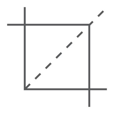 Kırpma aracı ince çizgi simgesi, araçları ve tasarım, kesme işareti, vektör grafikleri, Doğrusal model beyaz bir arka planda eps 10.