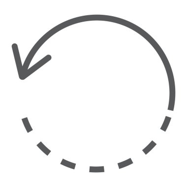 Döndürme satırı simgesi, araçları ve vektör grafikleri, beyaz bir arka planda eps 10 doğrusal bir desen tasarımı, daire işareti,.