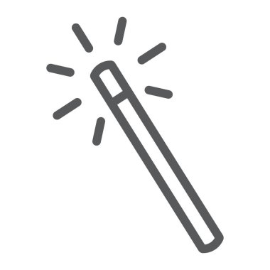 Sihirli değnek satırı simgesi, araçları ve vektör grafikleri, beyaz bir arka planda eps 10 doğrusal bir desen tasarımı, değnek işareti,.