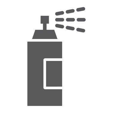 Püskürtücü glif simgesi, araçları ve vektör grafikleri, beyaz bir arka planda eps 10 katı bir desen tasarımı, aerosol işareti,.