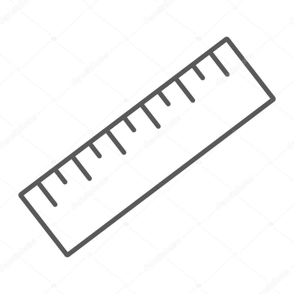 Measure tool thin line icon, tools and design, ruler sign, vector graphics, a linear pattern on a white background, eps 10.