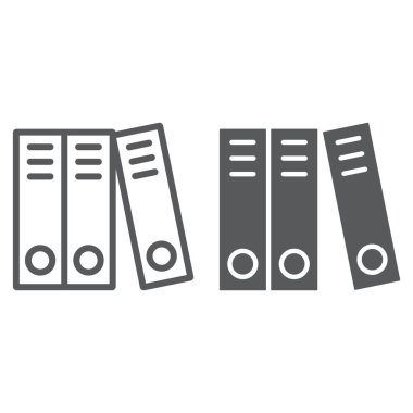 Telli hat ve glif simgesi, ofis ve iş, dosya klasörü işaret, vektör grafikleri, Doğrusal model beyaz bir arka planda eps 10.