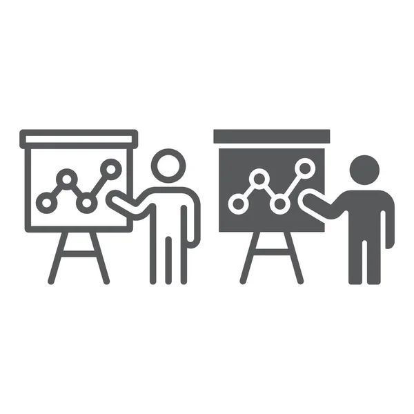 Presentation line and glyph icon, education and seminar, teacher sign, vector graphics, a linear pattern on a white background, eps 10.