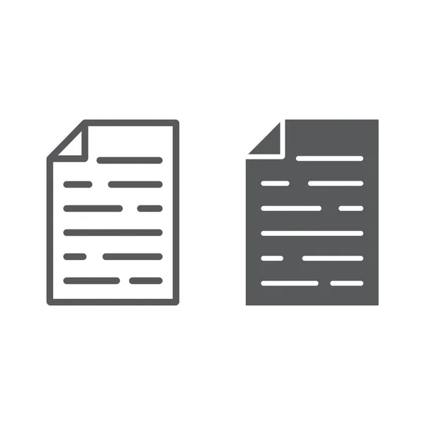 Dokumentzeile und Glyphen-Symbol, Büro und Arbeit, Dateizeichen, Vektorgrafik, ein lineares Muster auf weißem Hintergrund, Folge 10. — Stockvektor