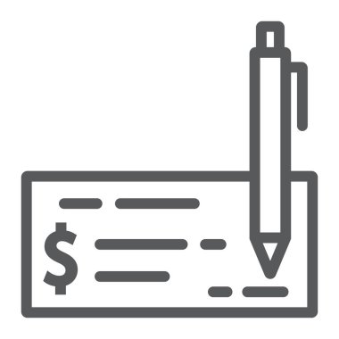 Banka onay satırı simgesi, finans ve bankacılık, çek işareti, vektör grafik, bir doğrusal model beyaz bir arka planda eps 10.