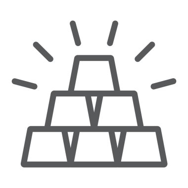 Külçe satırı simgesi, finans ve bankacılık, altın işareti, vektör grafikleri, Doğrusal model beyaz bir arka planda eps 10.