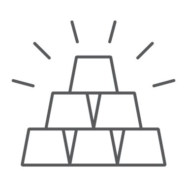 Külçe ince çizgi simgesi, finans ve bankacılık, altın işareti, vektör grafikleri, Doğrusal model beyaz bir arka planda eps 10.