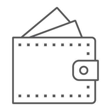 M-cüzdan ince çizgi simgesi, finans ve bankacılık, çanta işareti, vektör grafikleri, Doğrusal model beyaz bir arka planda eps 10.