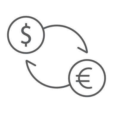 Exchange ince çizgi simgesi, finans ve bankacılık, para birimi işareti, vektör grafikleri, Doğrusal model beyaz bir arka planda eps 10.