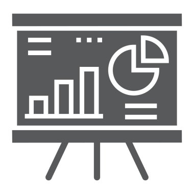 Finansal analiz glif simgesi, finans ve bankacılık, diyagram işareti, vektör grafikleri, beyaz bir arka planda eps 10 katı bir desen.