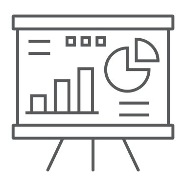 Finansal analiz ince çizgi simgesi, finans ve bankacılık, diyagram işareti, vektör grafikleri, Doğrusal model beyaz bir arka planda eps 10.