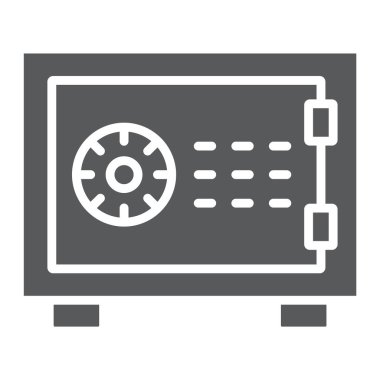 Güvenli glif simgesi, finans ve bankacılık, güvenlik işareti, vektör grafikleri, beyaz bir arka planda eps 10 katı bir desen.