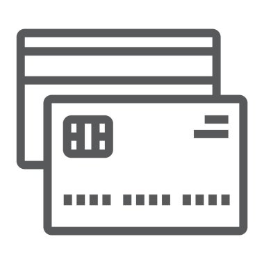 Kredi kartı satırı simgesi, finans ve bankacılık, kart işareti, vektör grafik, bir doğrusal model beyaz bir arka planda eps 10.