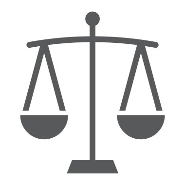 Denge glif simgesi, finans ve bankacılık, Ölçek işareti, vektör grafikleri, beyaz bir arka planda eps 10 katı bir desen.