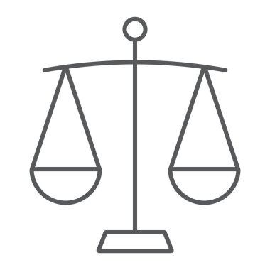 Denge ince çizgi simgesi, finans ve bankacılık, Ölçek işareti, vektör grafikleri, Doğrusal model beyaz bir arka planda eps 10.