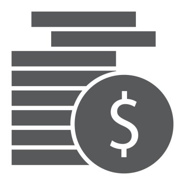 Paralar glif simgesi, finans ve bankacılık, para birimi işareti, vektör grafikleri, beyaz bir arka planda eps 10 katı bir desen.