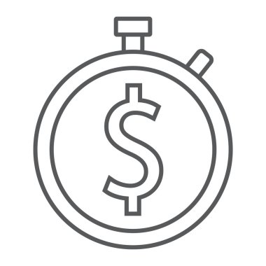 Para ince çizgi simgesi, finans ve bankacılık, para işareti, vektör grafikleri, Doğrusal model beyaz bir arka planda eps 10 tam zamanı.