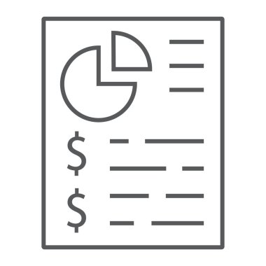İnce çizgi simgesi, finans ve bankacılık, rapor işaret, vektör grafikleri, Doğrusal model eps 10, beyaz bir arka plan planlama bütçe.