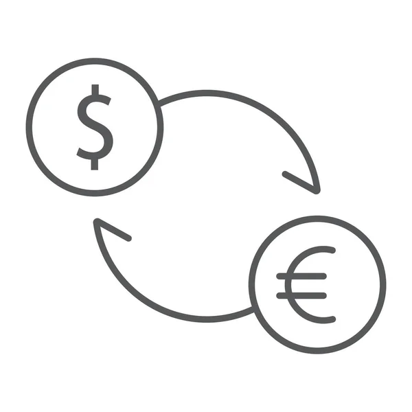 Vyměnit ikonu tenká linie, finance a bankovnictví, znak měny, vektorové grafiky, lineární vzor na bílém podkladu, eps 10. — Stockový vektor
