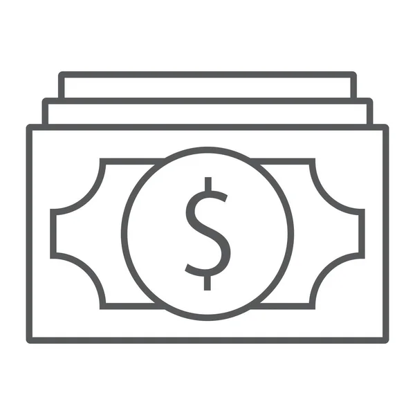 Icono de línea delgada de dinero, finanzas y banca, signo de efectivo, gráficos vectoriales, un patrón lineal sobre un fondo blanco, eps 10 . — Vector de stock