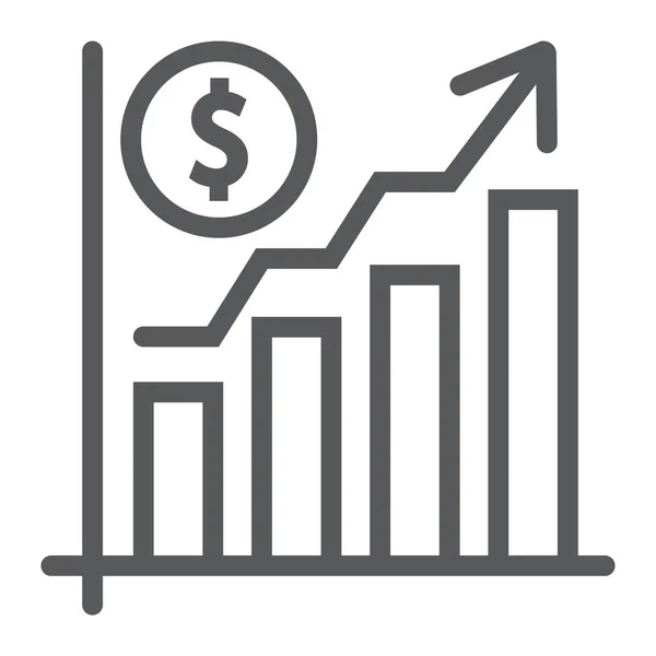 Wachstumsliniensymbol, Finanzen und Banken, Marktwachstumszeichen, Vektorgrafik, ein lineares Muster auf weißem Hintergrund, Folge 10. — Stockvektor