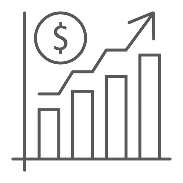 Wachstumsrate Thin Line Icon, Finanzen und Banken, Marktwachstumszeichen, Vektorgrafik, ein lineares Muster auf weißem Hintergrund, Folge 10. — Stockvektor