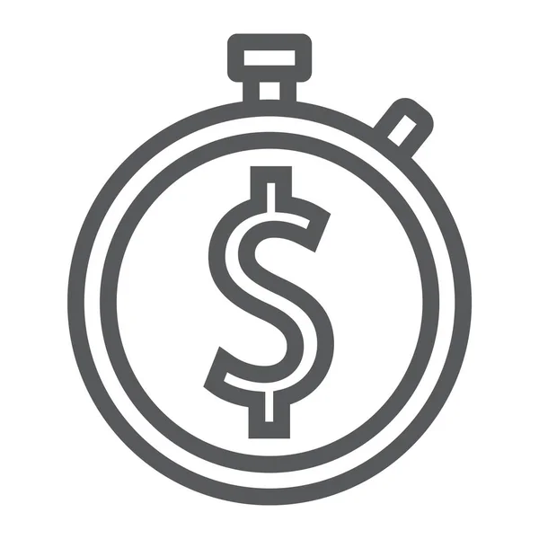 Le temps est l'icône de la ligne d'argent, finance et banque, signe d'argent, graphiques vectoriels, un motif linéaire sur un fond blanc, eps 10 . — Image vectorielle