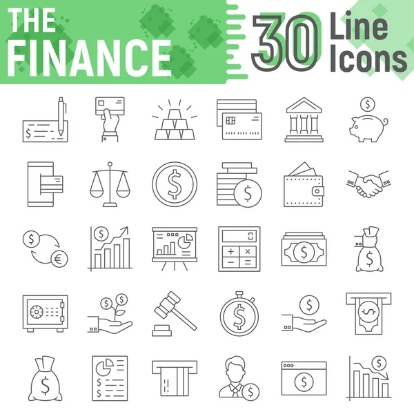 Ensemble d'icônes à lignes fines, collection de symboles bancaires, croquis vectoriels, illustrations de logo, pictogrammes linéaires isolés sur fond blanc, eps 10 . — Image vectorielle