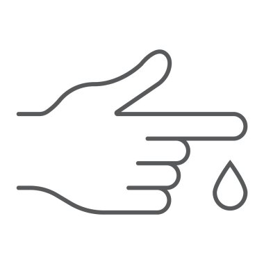 Kan testi ince çizgi simgesi, tıp ve klinik, diyabet işareti, vektör grafikleri, Doğrusal model beyaz bir arka planda eps 10.