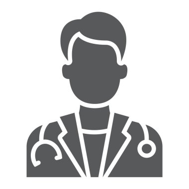 Doktor glif simgesi, ilaç ve hastane, Doktor işareti, vektör grafikleri, beyaz bir arka planda eps 10 katı bir desen.